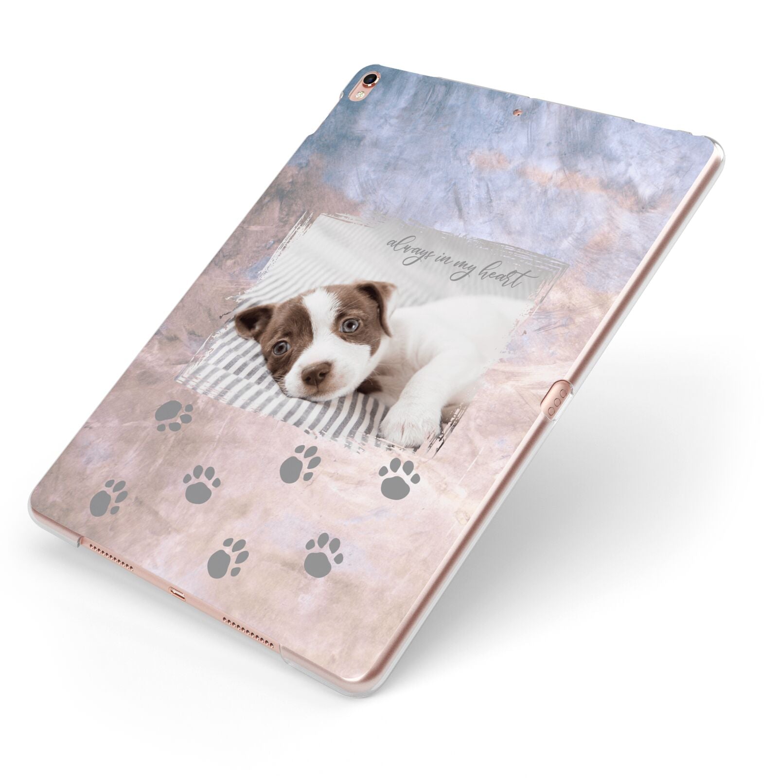 Pet Photo Personalised Apple iPad Case on Rose Gold iPad Side View