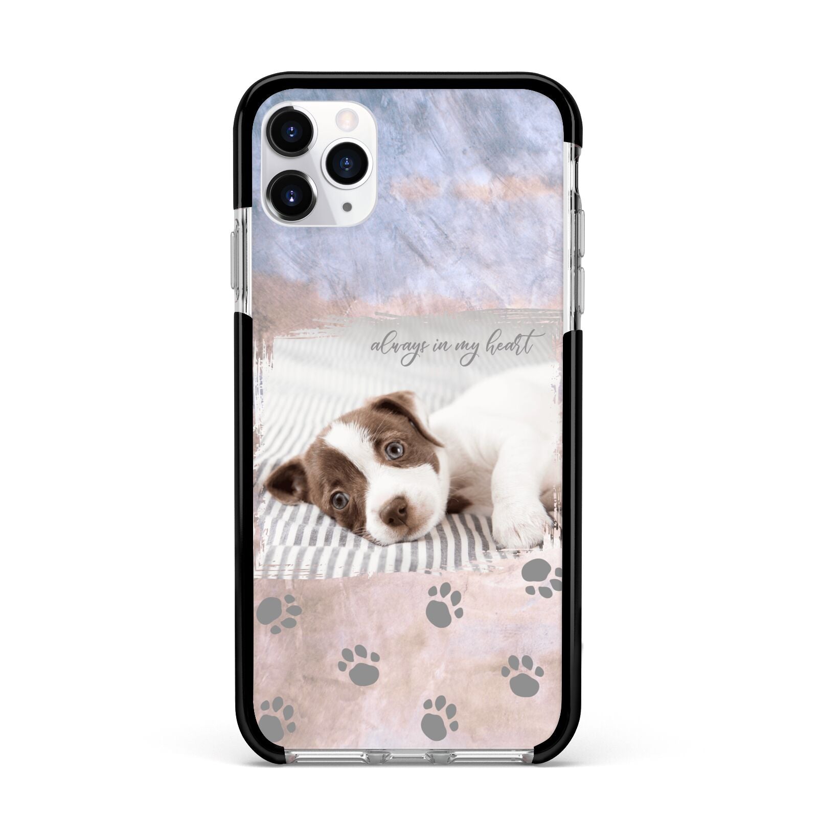 Pet Photo Personalised Apple iPhone 11 Pro Max in Silver with Black Impact Case