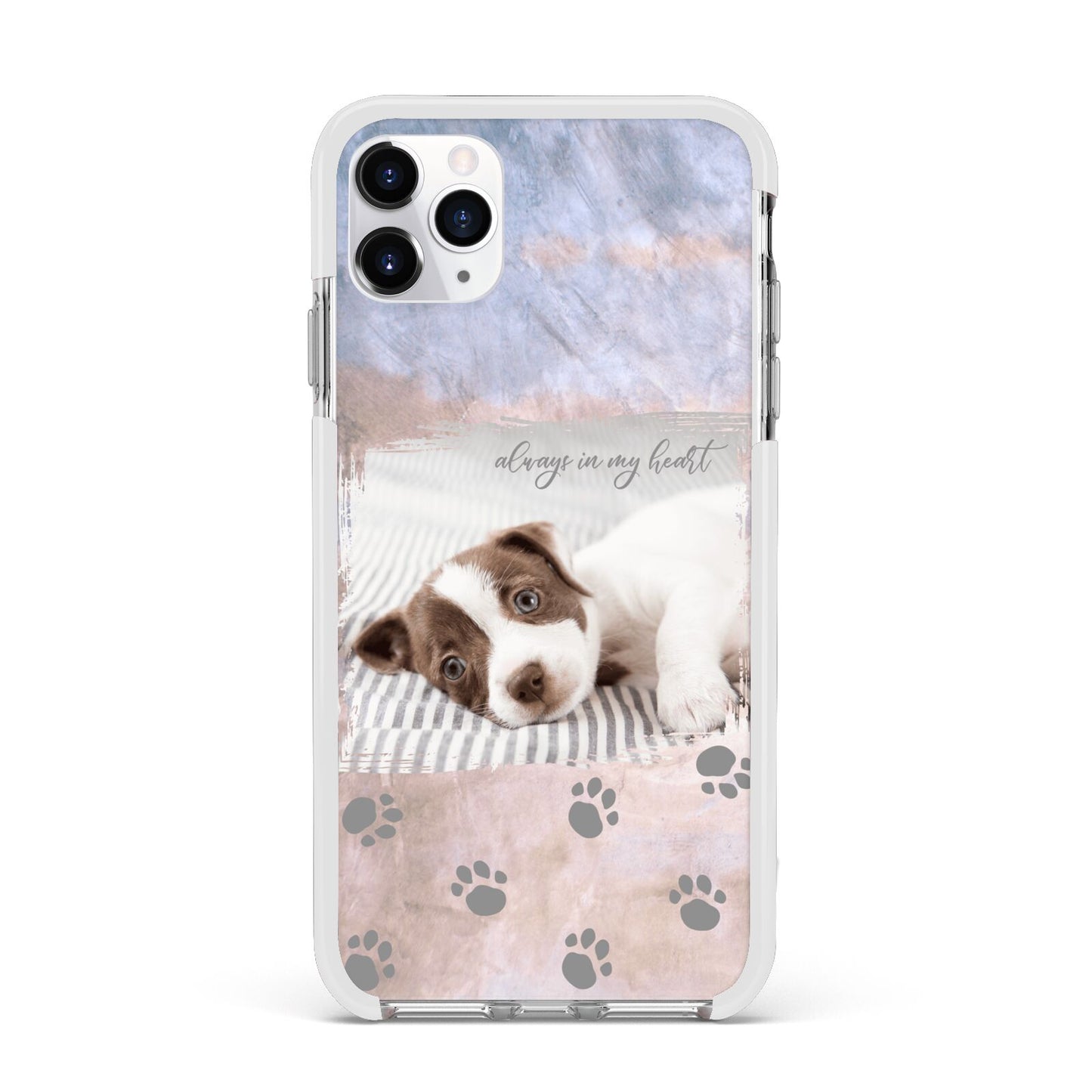 Pet Photo Personalised Apple iPhone 11 Pro Max in Silver with White Impact Case