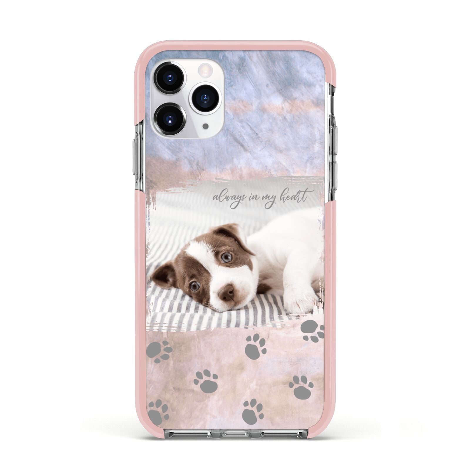 Pet Photo Personalised Apple iPhone 11 Pro in Silver with Pink Impact Case