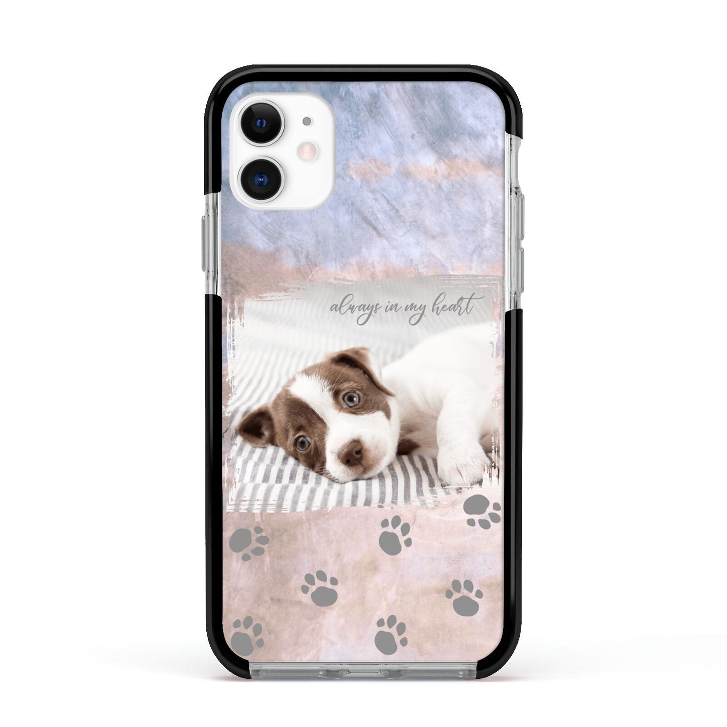 Pet Photo Personalised Apple iPhone 11 in White with Black Impact Case