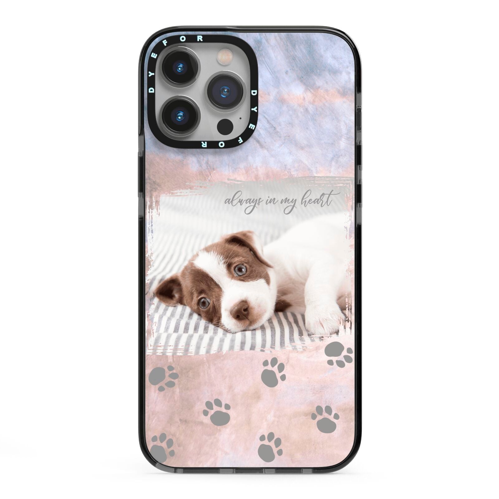 Pet Photo Personalised iPhone 13 Pro Max Black Impact Case on Silver phone
