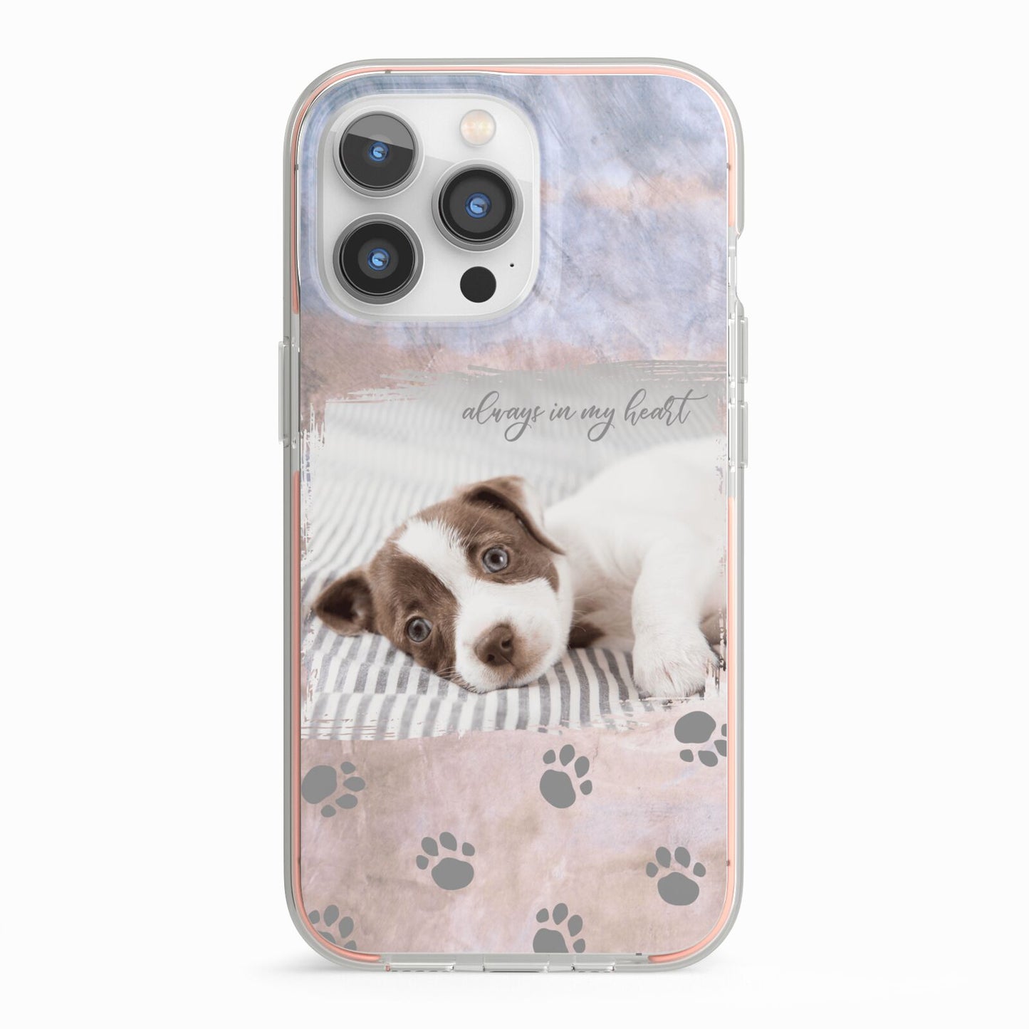 Pet Photo Personalised iPhone 13 Pro TPU Impact Case with Pink Edges