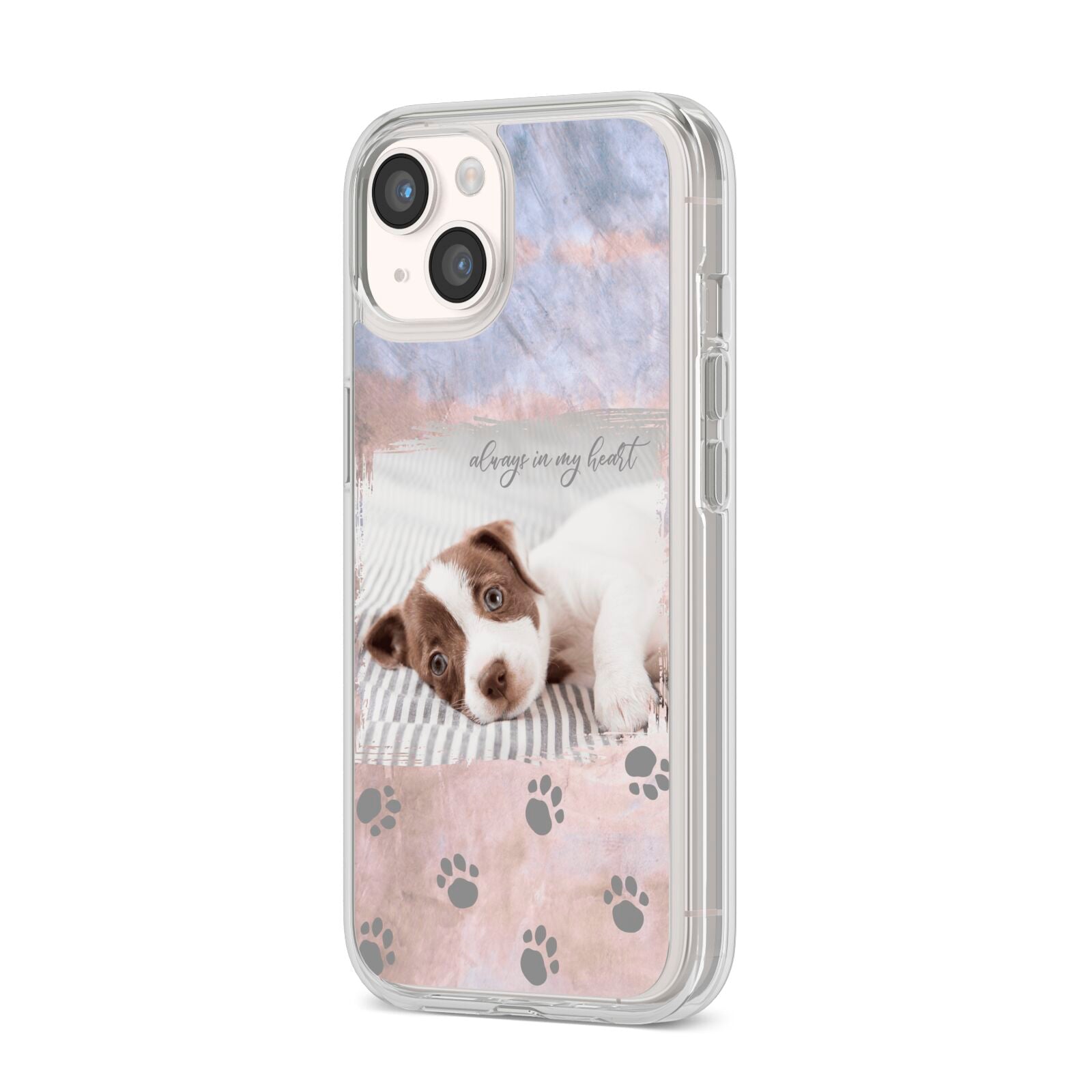 Pet Photo Personalised iPhone 14 Clear Tough Case Starlight Angled Image