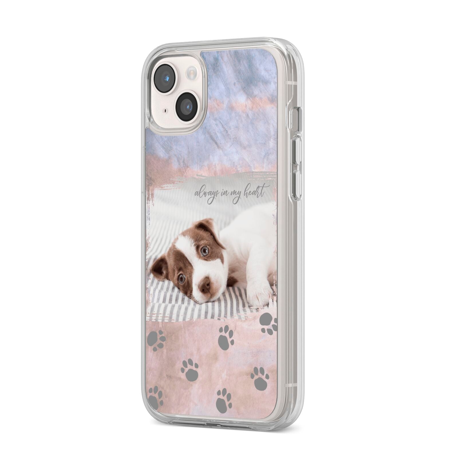 Pet Photo Personalised iPhone 14 Plus Clear Tough Case Starlight Angled Image