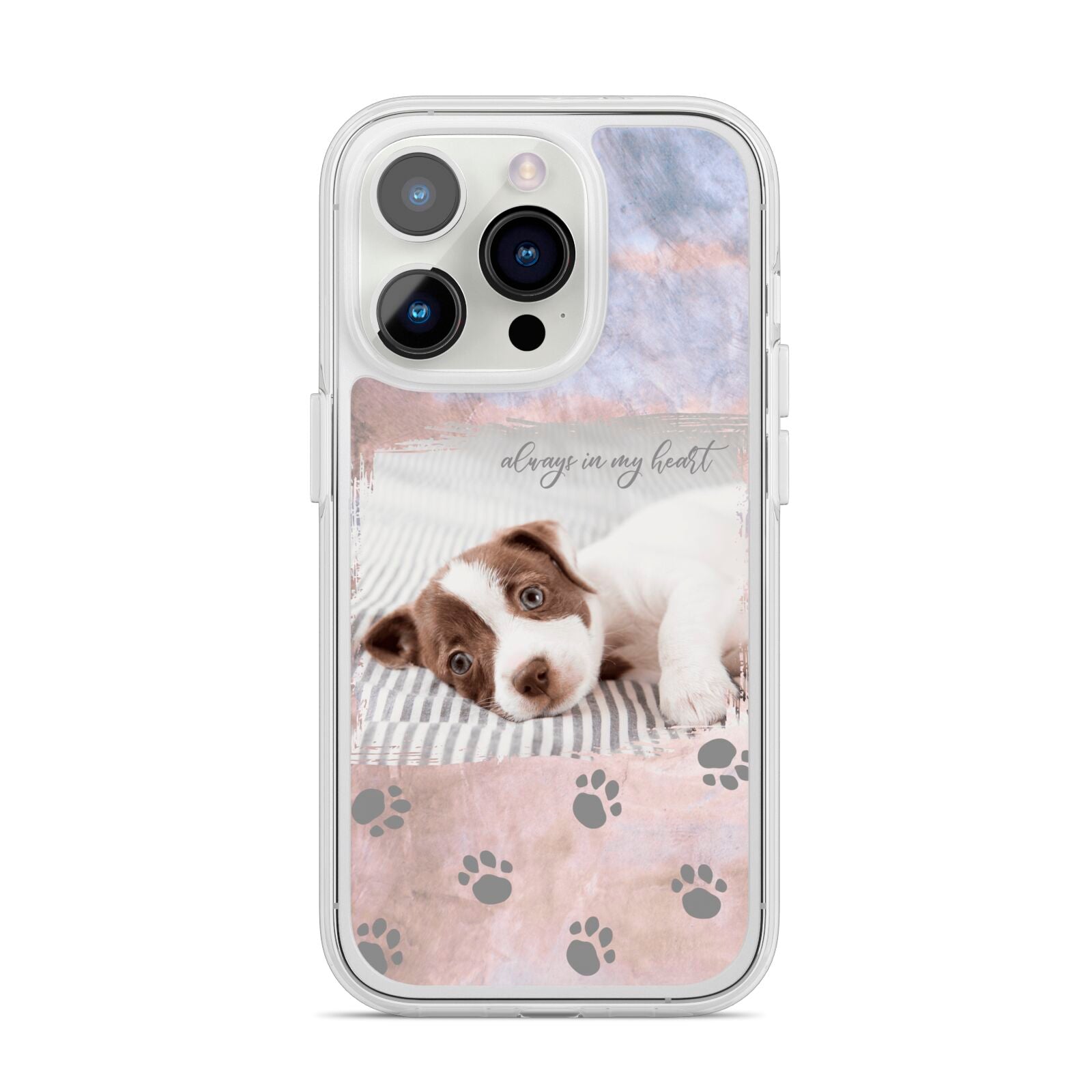 Pet Photo Personalised iPhone 14 Pro Clear Tough Case Silver