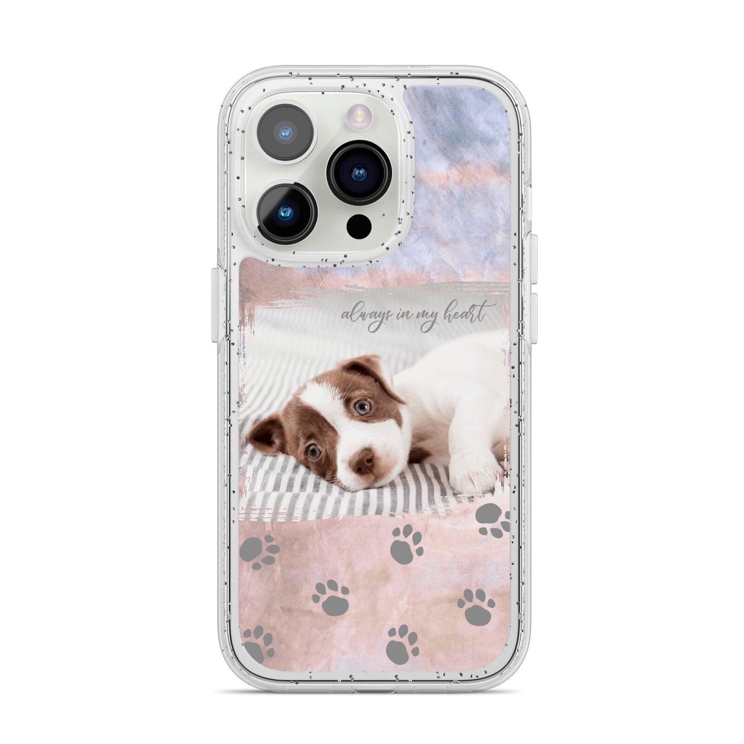 Pet Photo Personalised iPhone 14 Pro Glitter Tough Case Silver