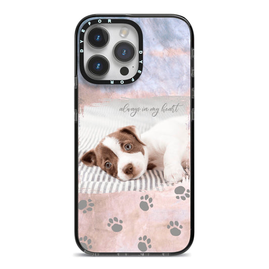 Pet Photo Personalised iPhone 14 Pro Max Black Impact Case on Silver phone