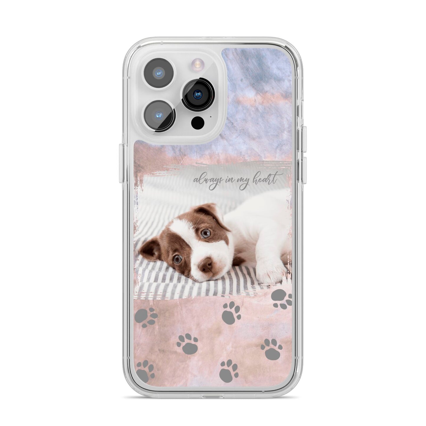 Pet Photo Personalised iPhone 14 Pro Max Clear Tough Case Silver
