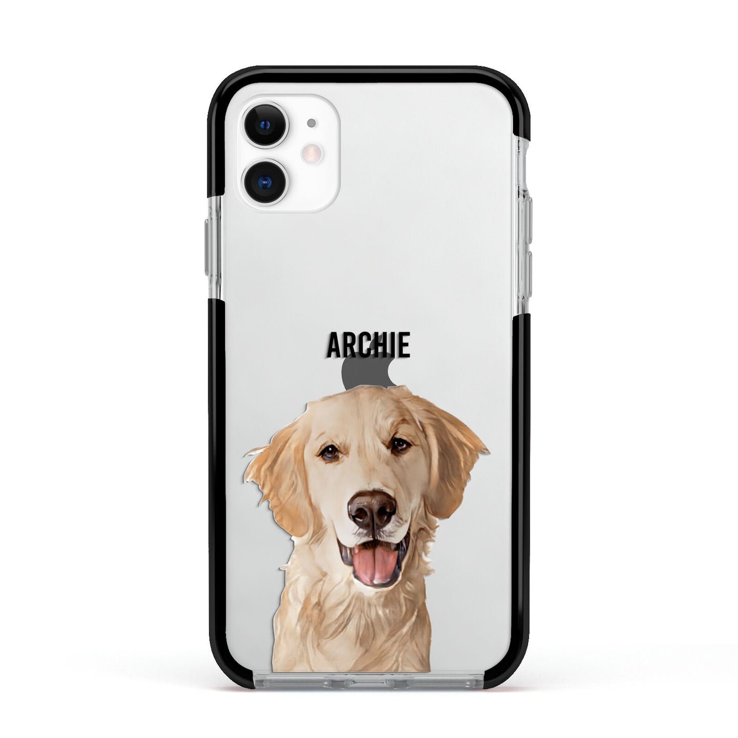 Pet Portrait Apple iPhone 11 in White with Black Impact Case