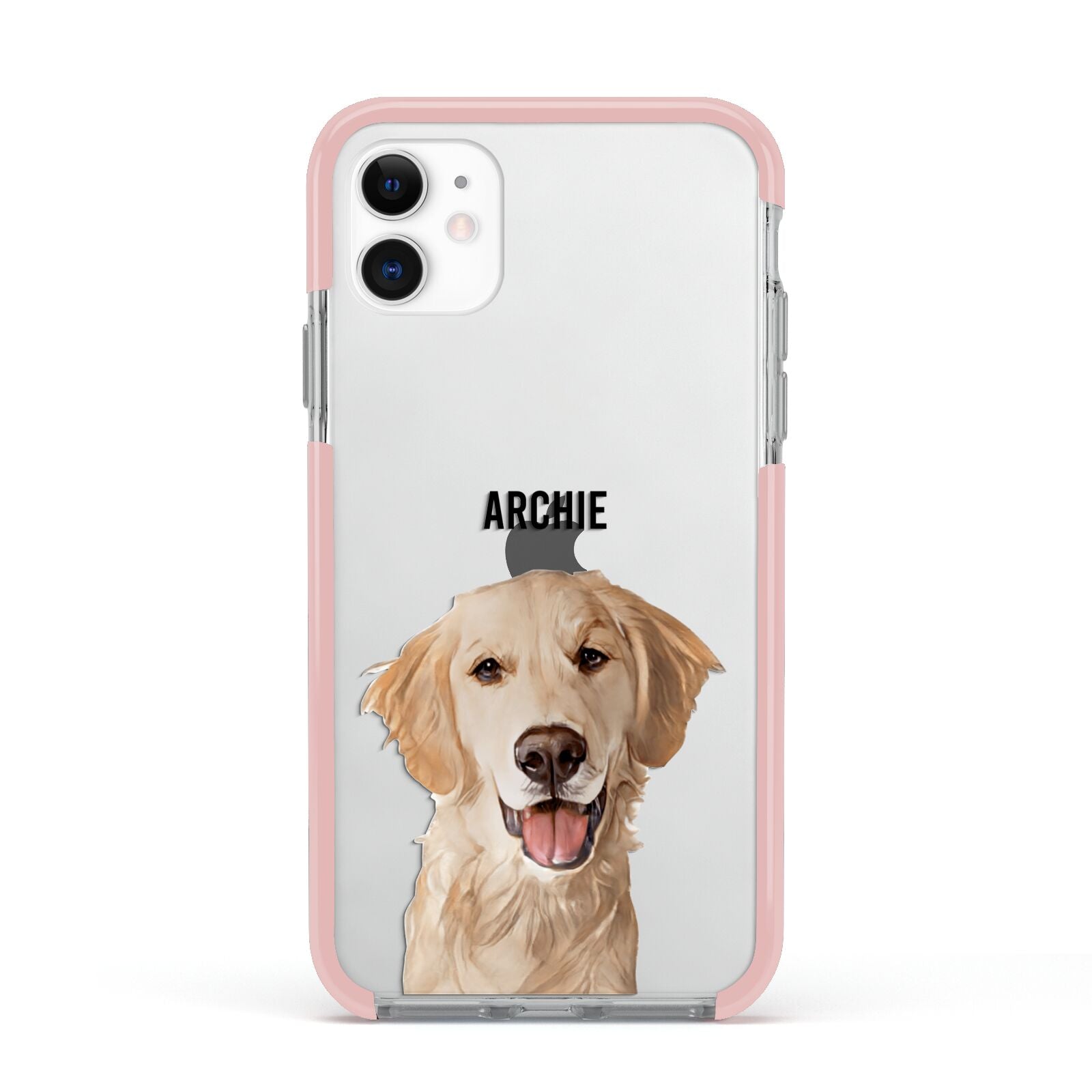 Pet Portrait Apple iPhone 11 in White with Pink Impact Case