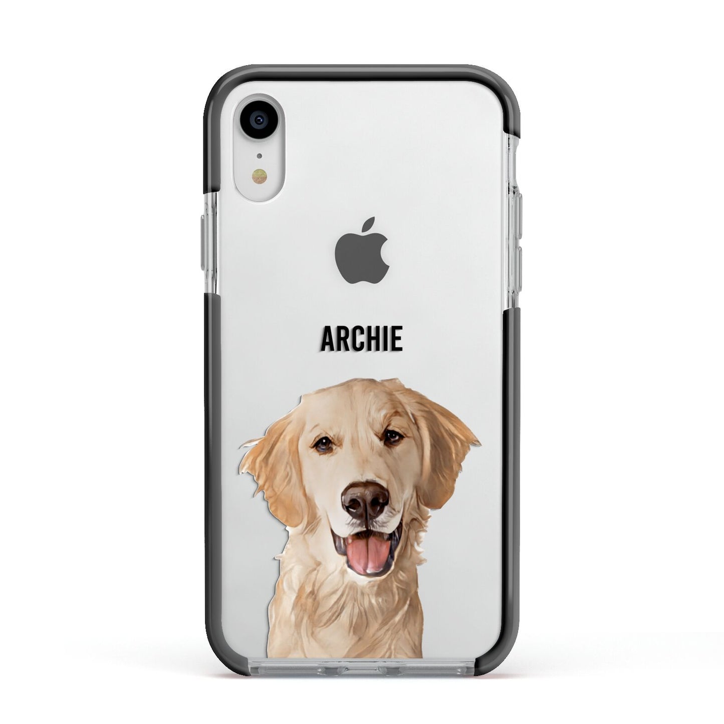 Pet Portrait Apple iPhone XR Impact Case Black Edge on Silver Phone