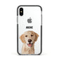 Pet Portrait Apple iPhone Xs Impact Case Black Edge on Silver Phone