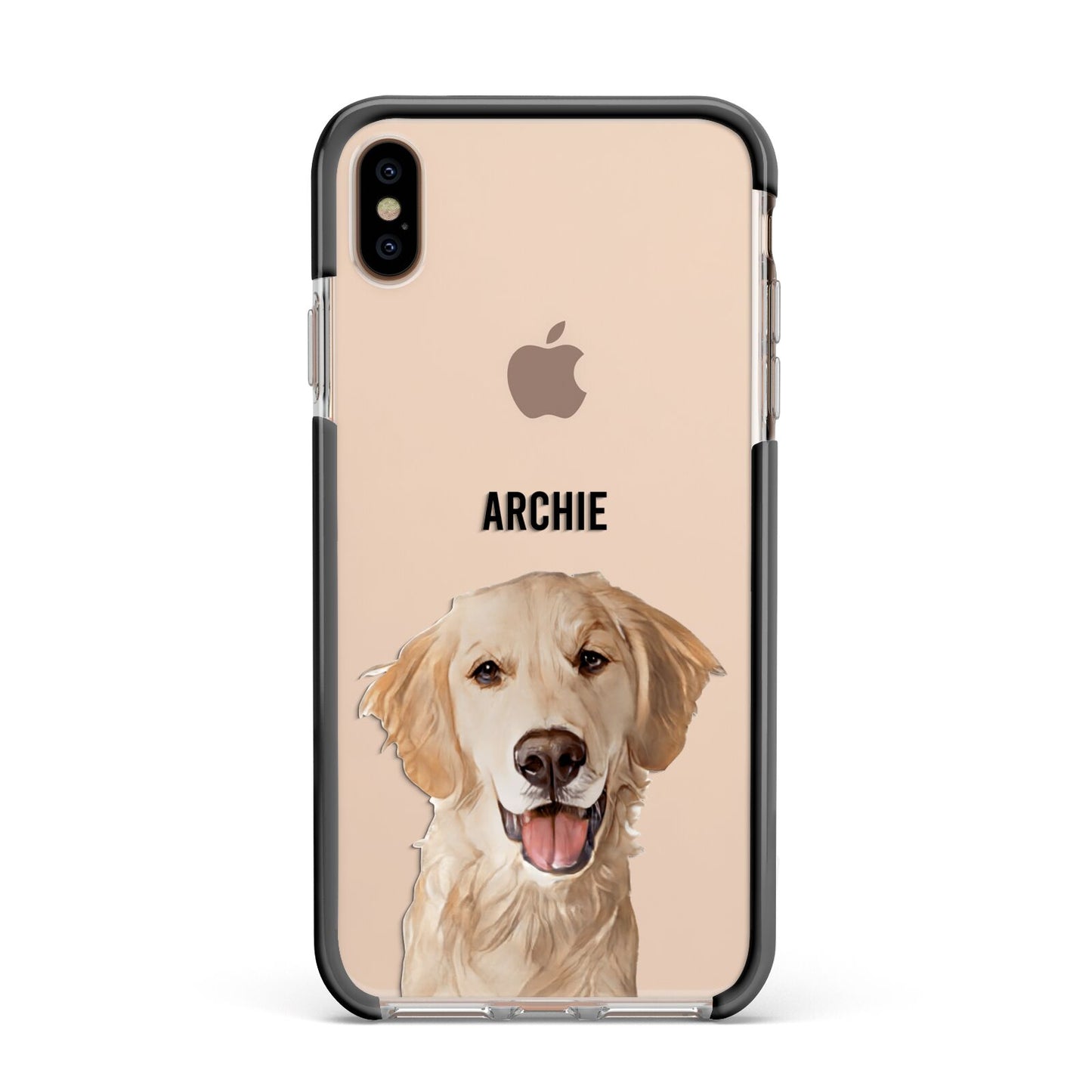 Pet Portrait Apple iPhone Xs Max Impact Case Black Edge on Gold Phone
