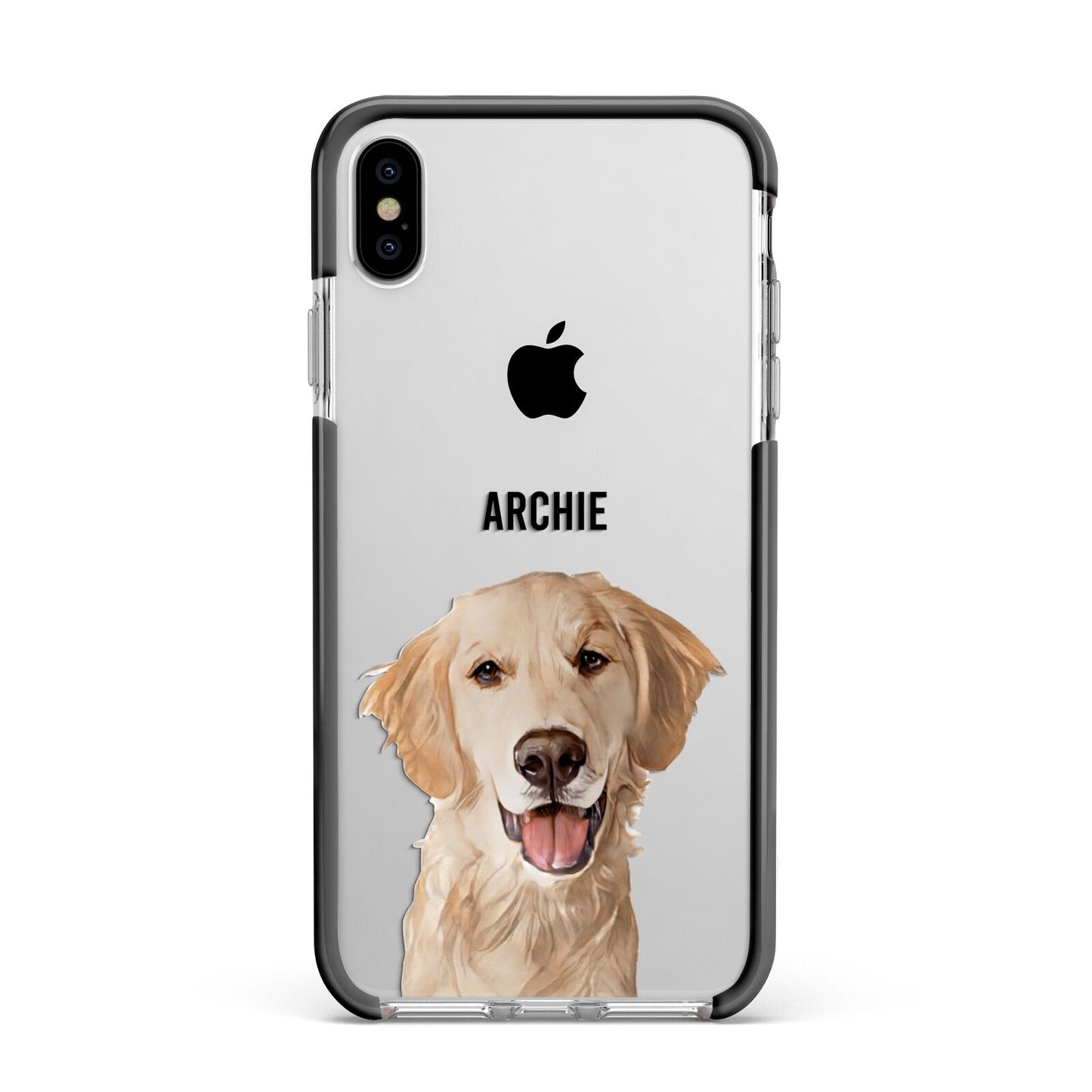 Pet Portrait Apple iPhone Xs Max Impact Case Black Edge on Silver Phone