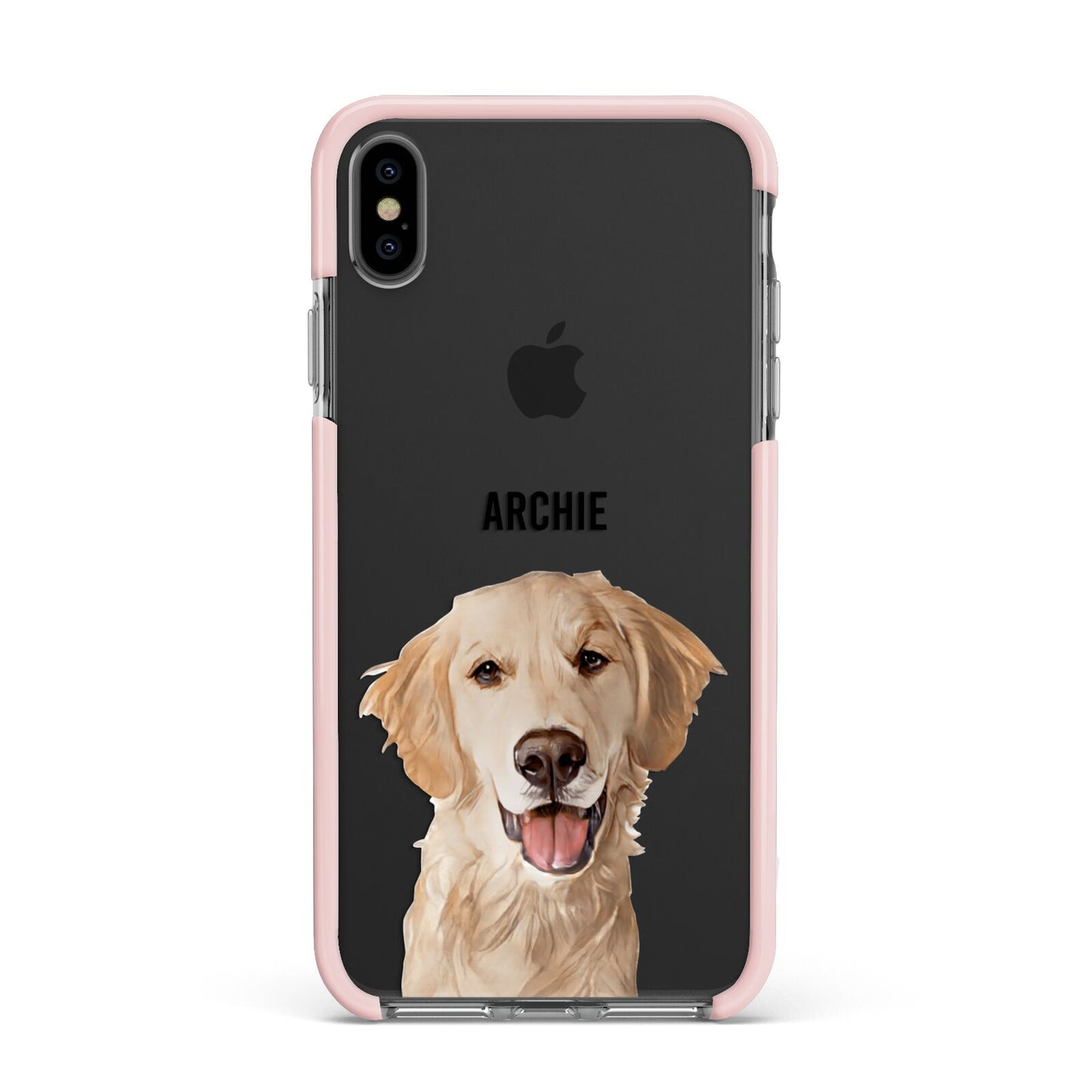 Pet Portrait Apple iPhone Xs Max Impact Case Pink Edge on Black Phone