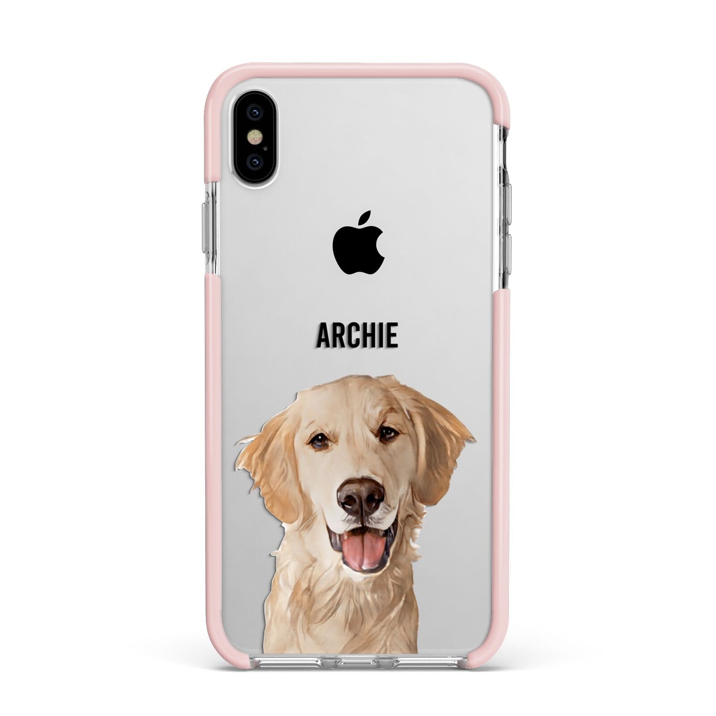 Pet Portrait Apple iPhone Xs Max Impact Case Pink Edge on Silver Phone