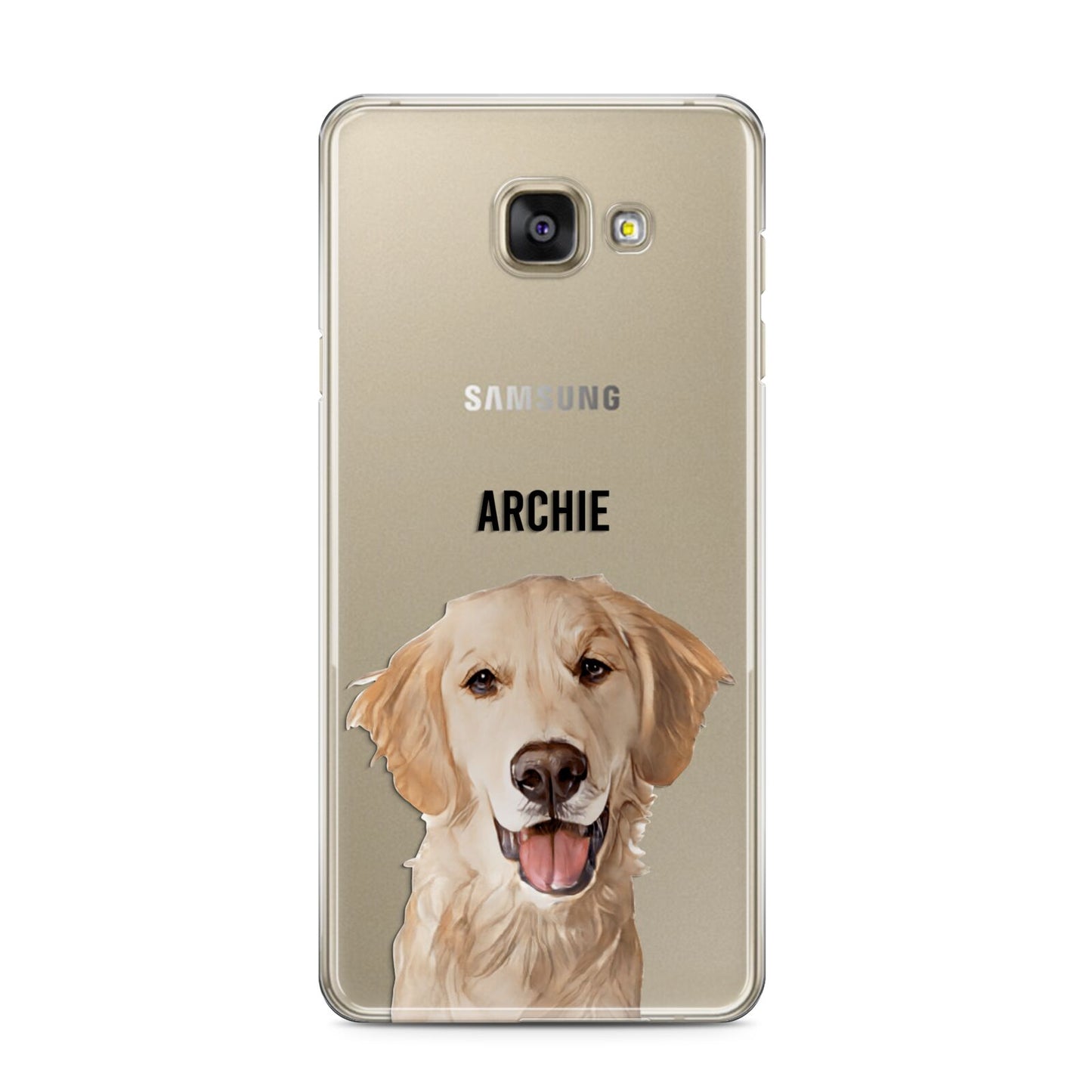 Pet Portrait Samsung Galaxy A3 2016 Case on gold phone