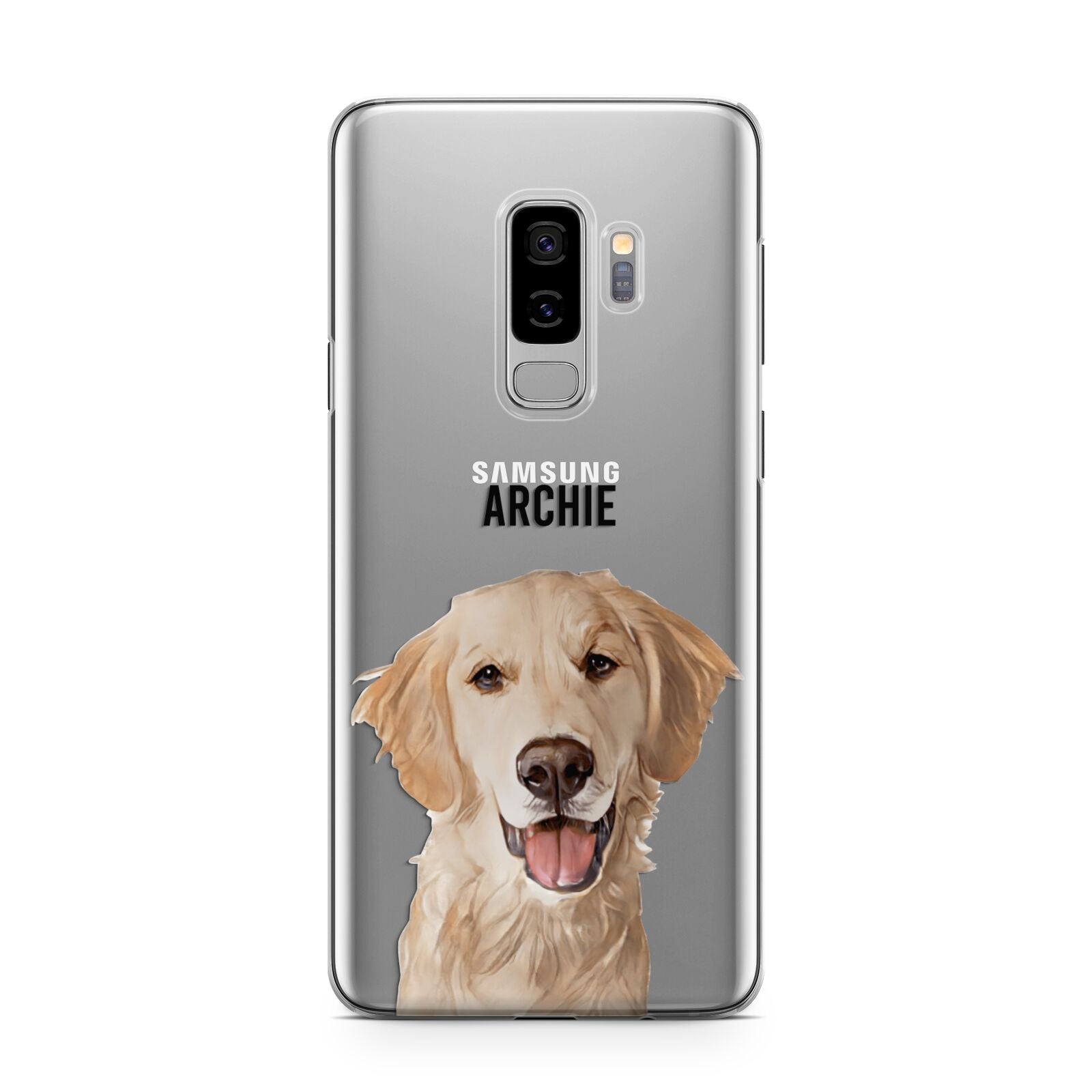 Pet Portrait Samsung Galaxy S9 Plus Case on Silver phone