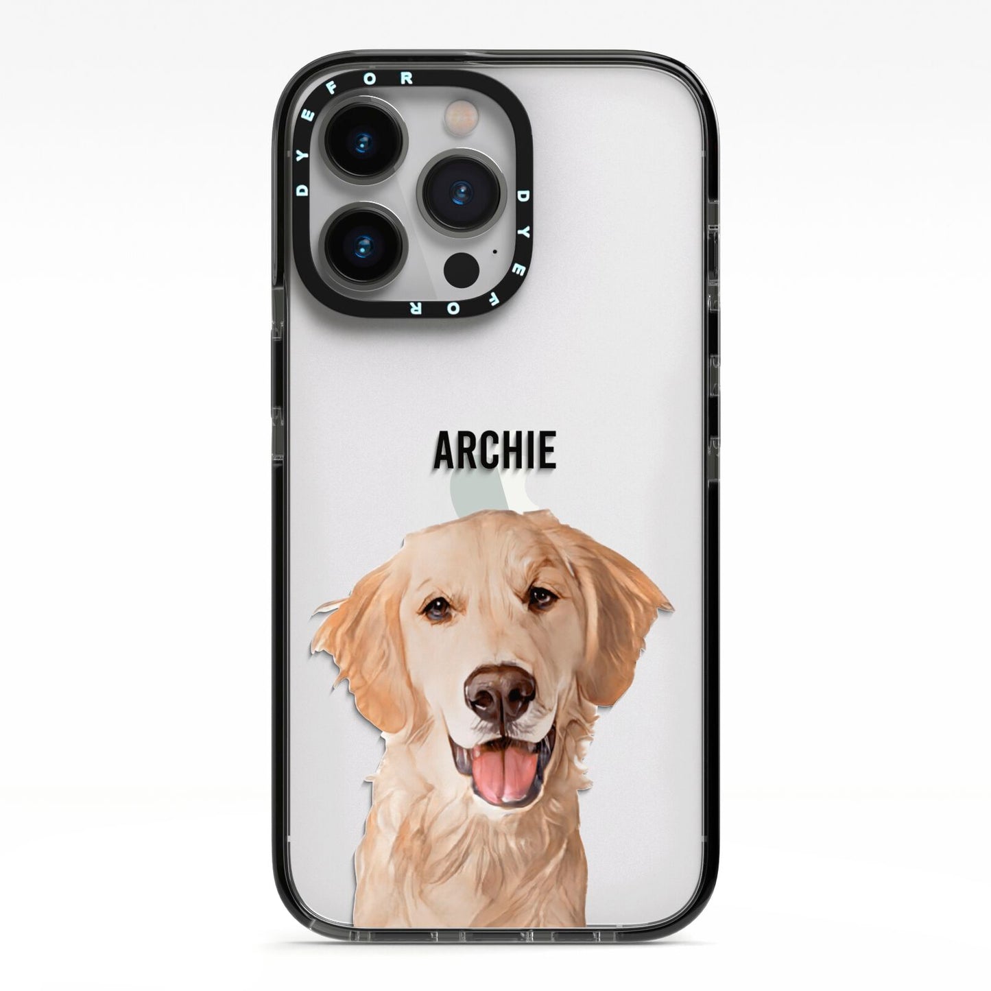 Pet Portrait iPhone 13 Pro Black Impact Case on Silver phone