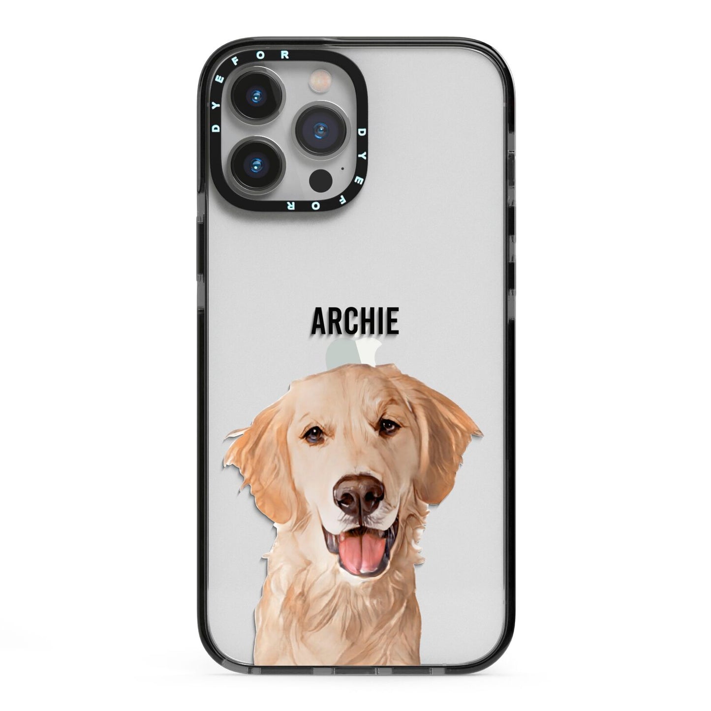 Pet Portrait iPhone 13 Pro Max Black Impact Case on Silver phone