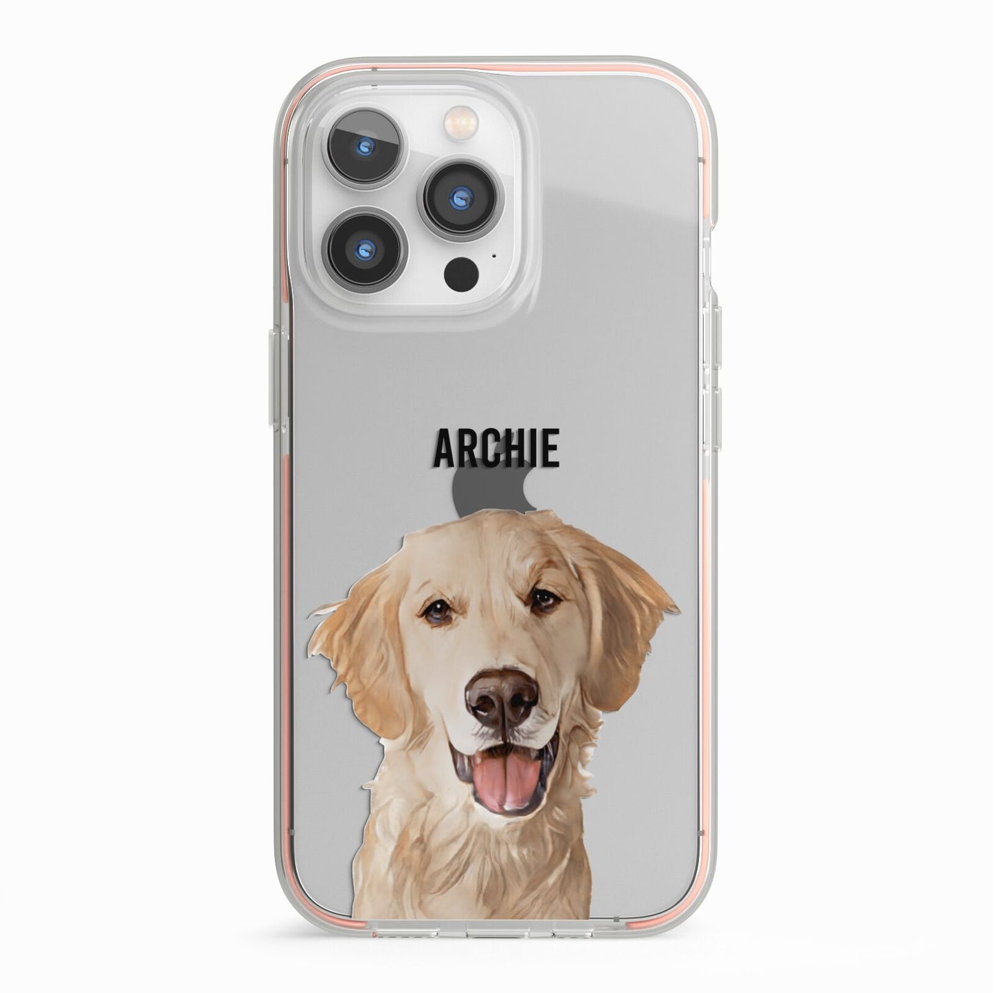 Pet Portrait iPhone 13 Pro TPU Impact Case with Pink Edges