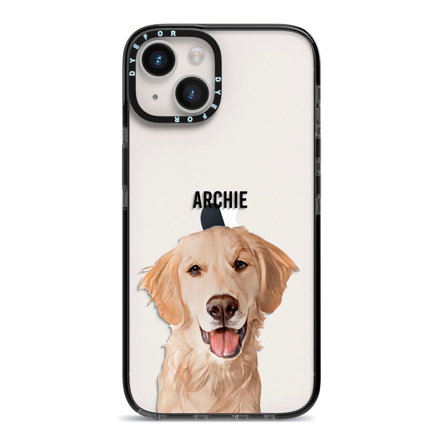 Pet Portrait iPhone 14 Black Impact Case on Silver phone