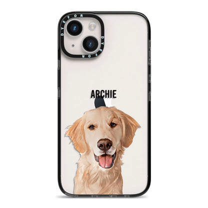 Pet Portrait iPhone 14 Black Impact Case on Silver phone