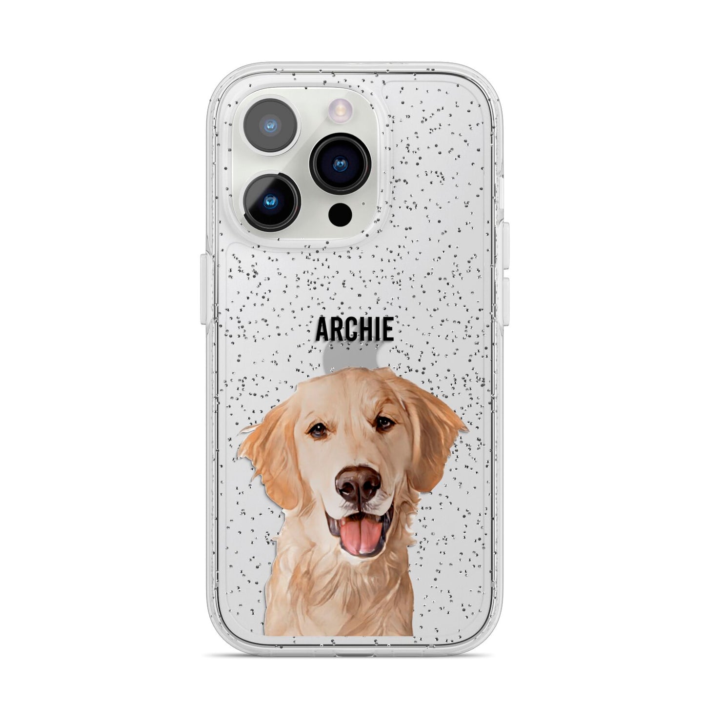 Pet Portrait iPhone 14 Pro Glitter Tough Case Silver