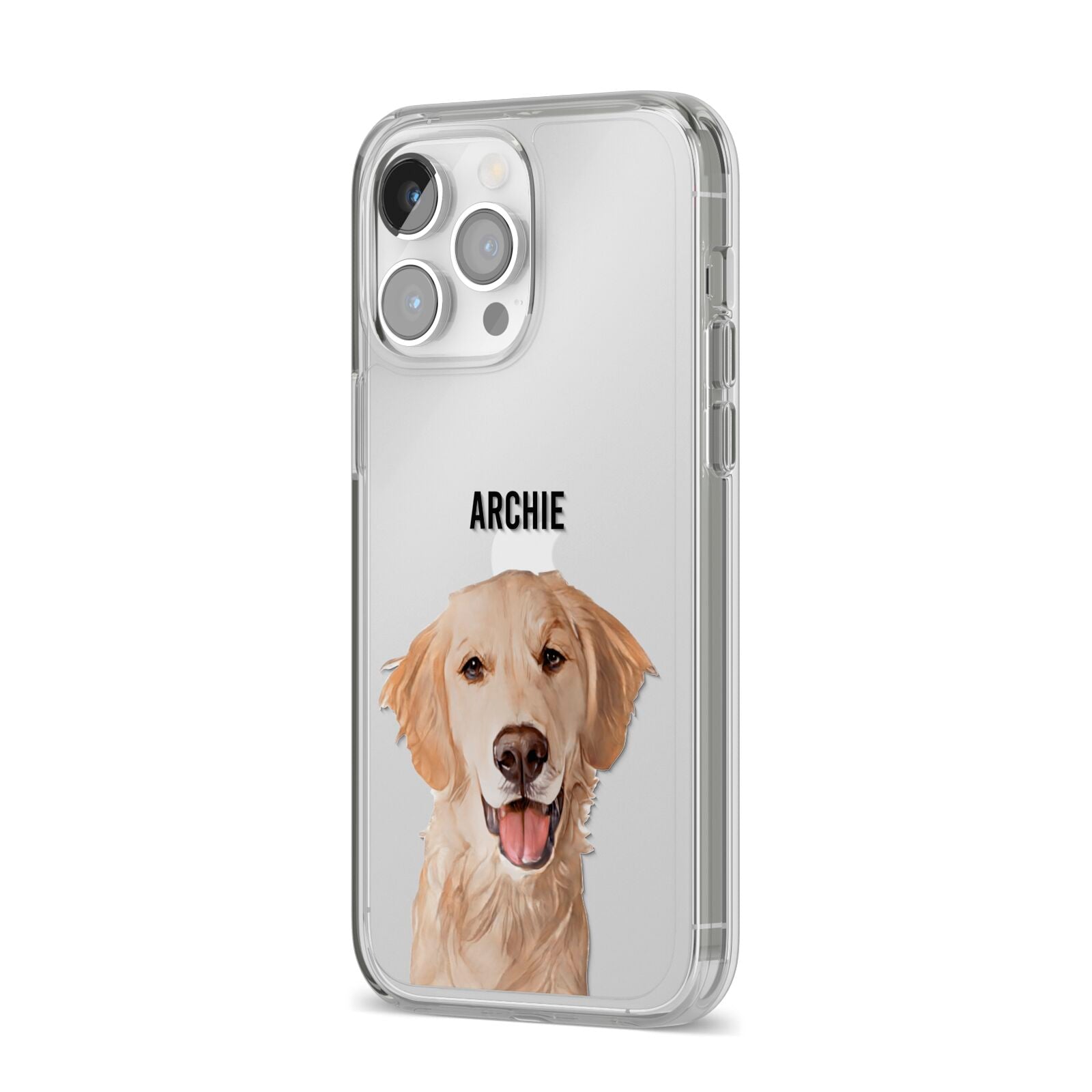 Pet Portrait iPhone 14 Pro Max Clear Tough Case Silver Angled Image