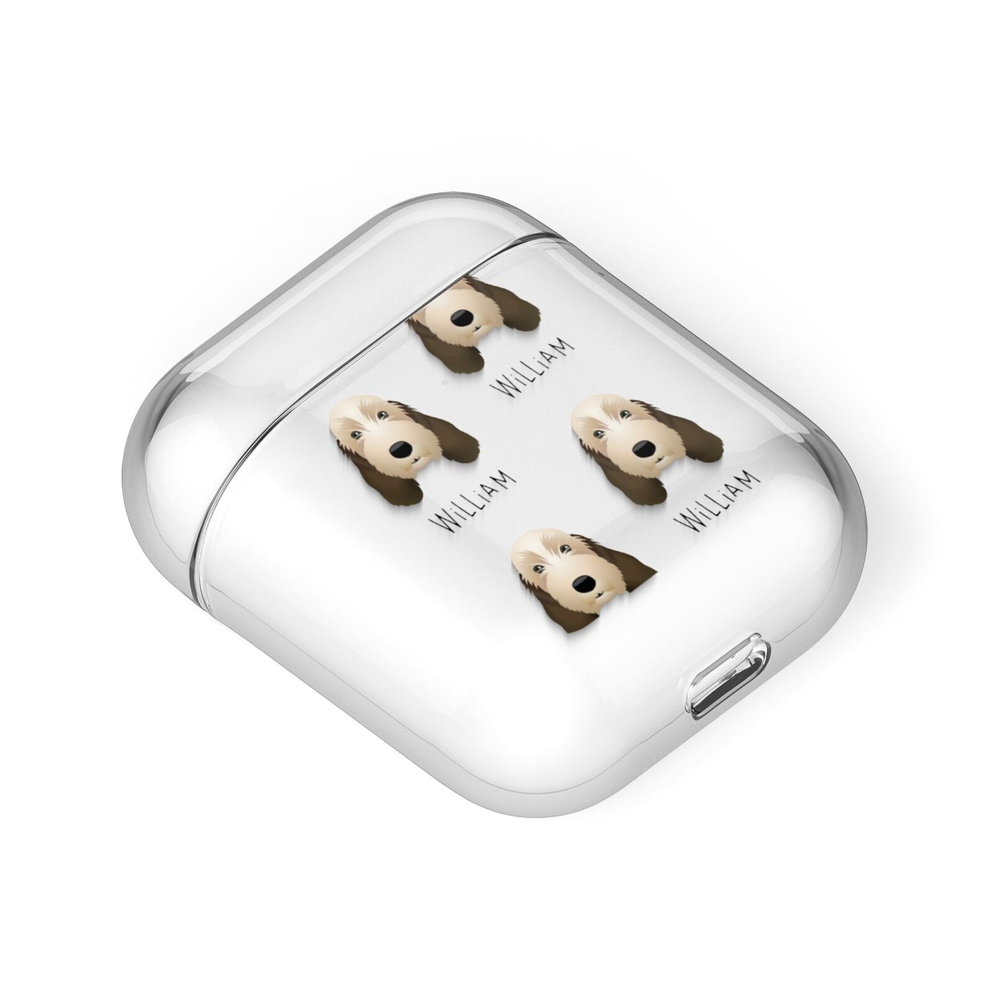 Petit Basset Griffon Vendeen Icon with Name AirPods Case Laid Flat