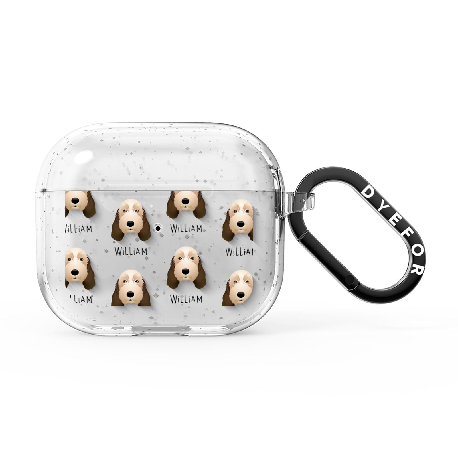 Petit Basset Griffon Vendeen Icon with Name AirPods Glitter Case 3rd Gen