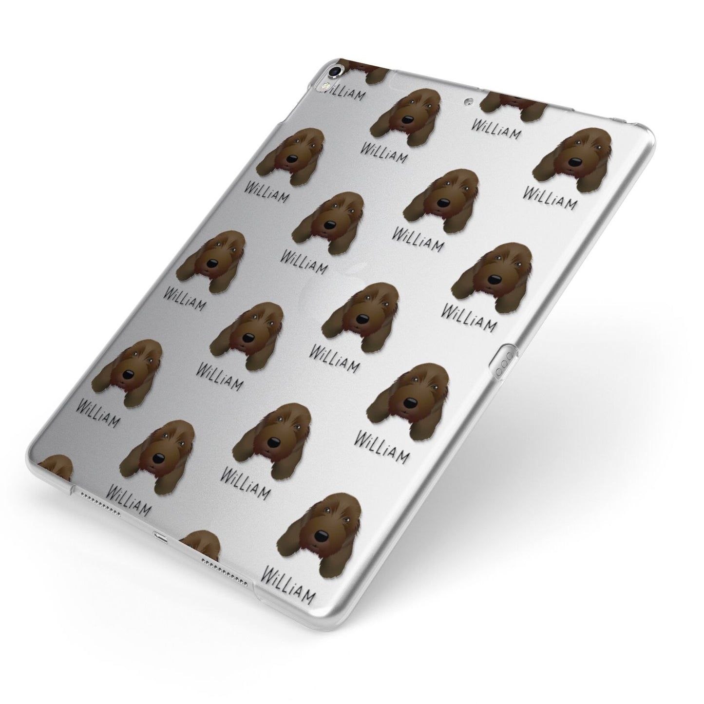 Petit Basset Griffon Vendeen Icon with Name Apple iPad Case on Silver iPad Side View