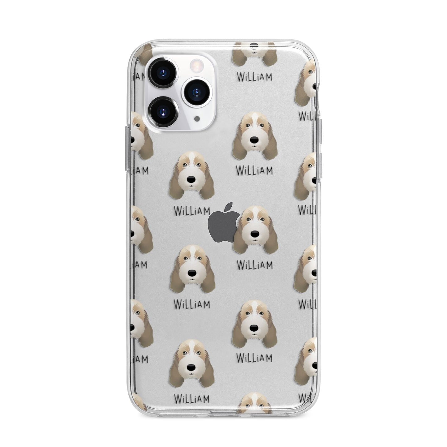 Petit Basset Griffon Vendeen Icon with Name Apple iPhone 11 Pro Max in Silver with Bumper Case