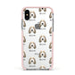 Petit Basset Griffon Vendeen Icon with Name Apple iPhone Xs Impact Case Pink Edge on Silver Phone