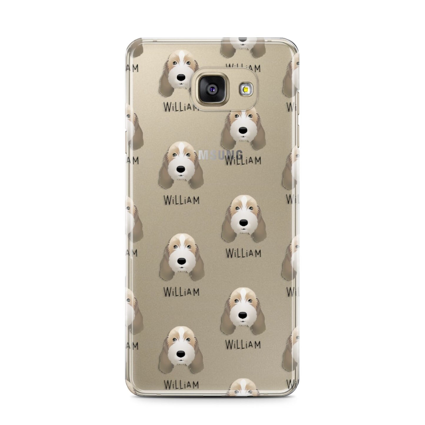Petit Basset Griffon Vendeen Icon with Name Samsung Galaxy A7 2016 Case on gold phone