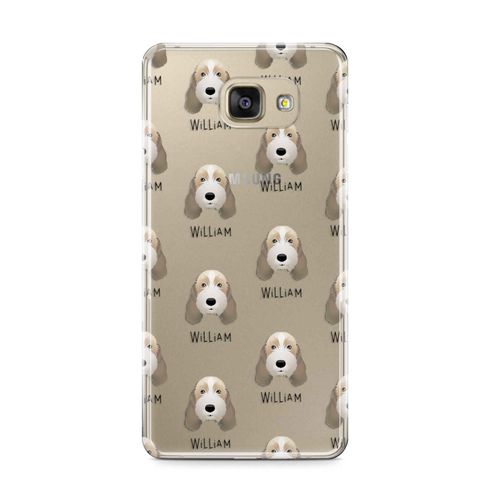 Petit Basset Griffon Vendeen Icon with Name Samsung Galaxy A9 2016 Case on gold phone