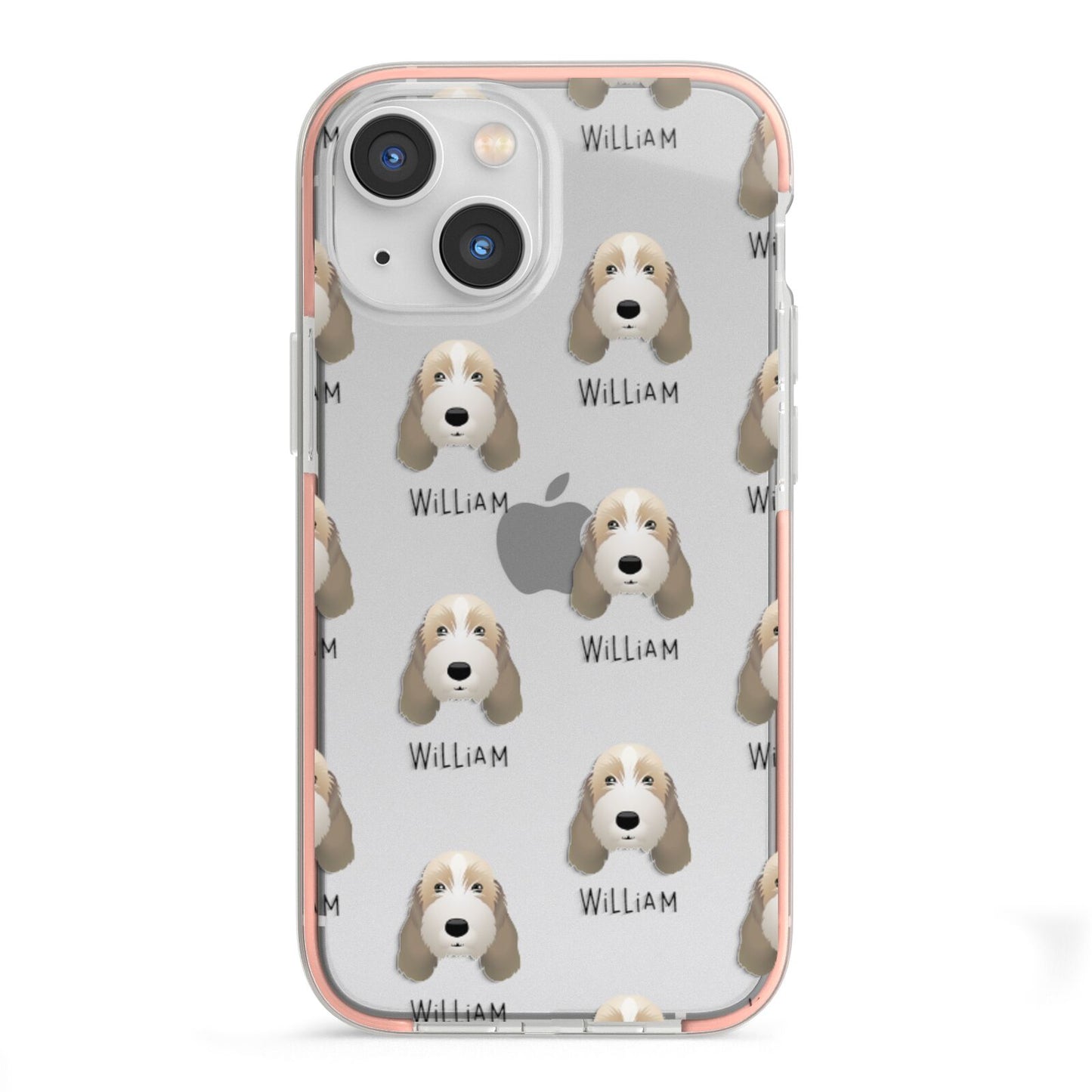 Petit Basset Griffon Vendeen Icon with Name iPhone 13 Mini TPU Impact Case with Pink Edges