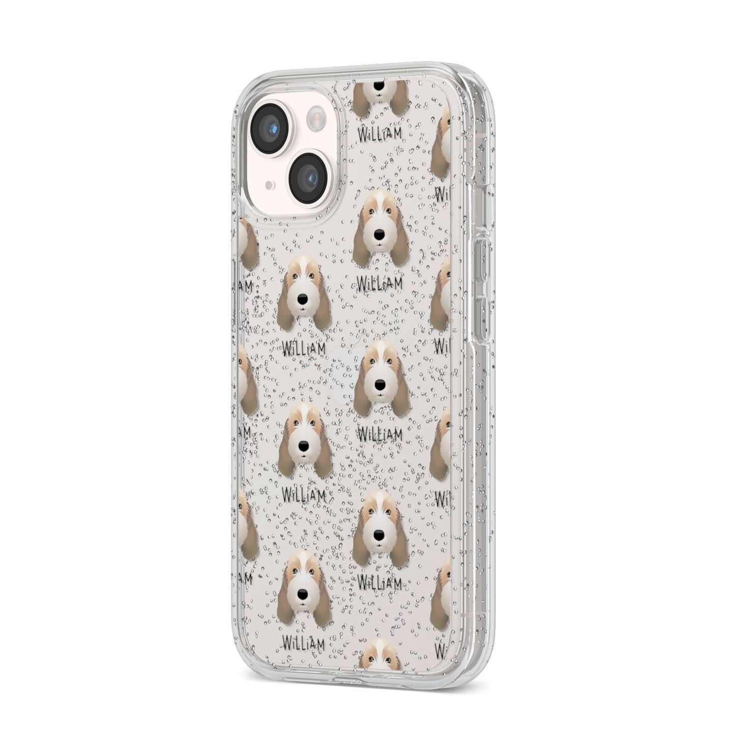 Petit Basset Griffon Vendeen Icon with Name iPhone 14 Glitter Tough Case Starlight Angled Image