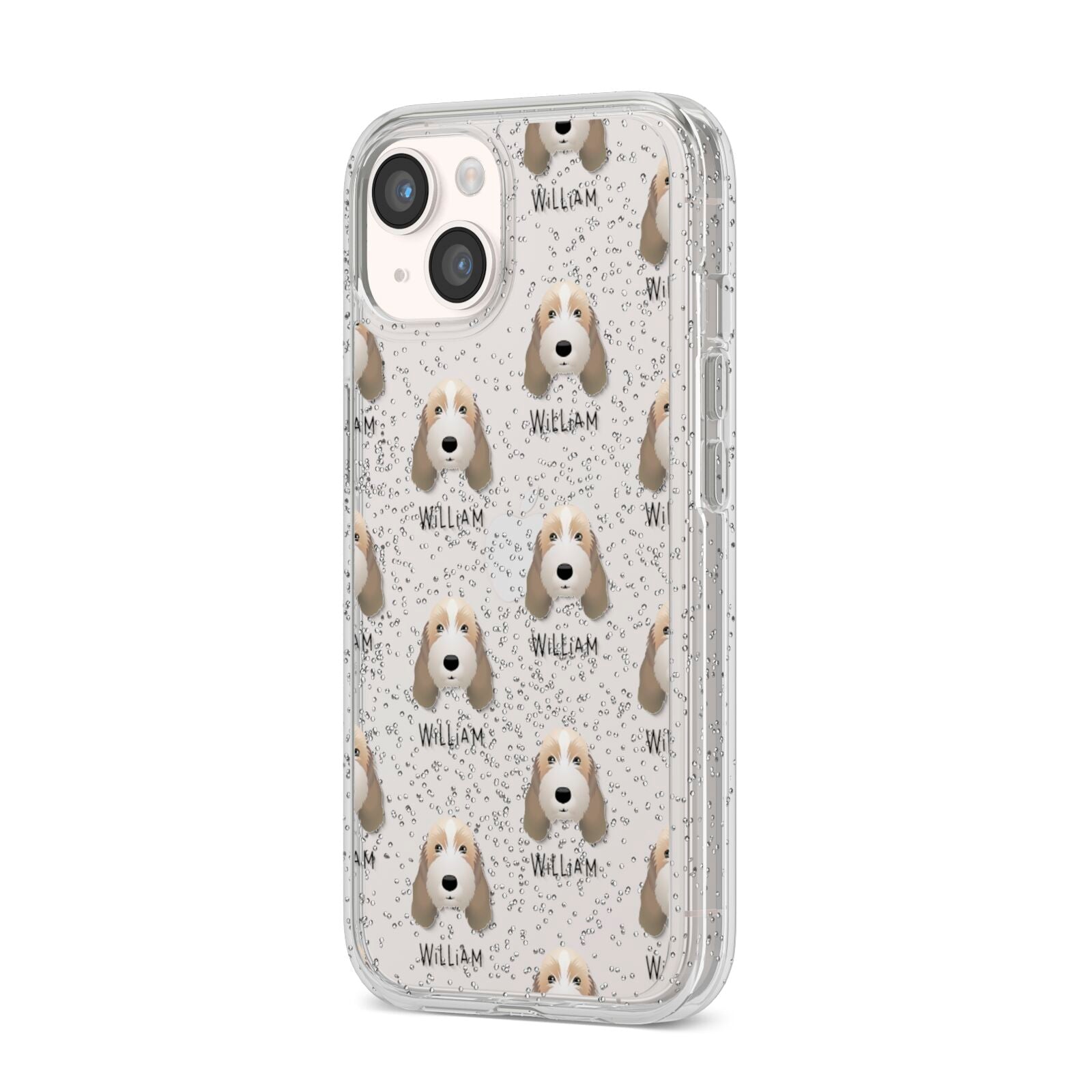 Petit Basset Griffon Vendeen Icon with Name iPhone 14 Glitter Tough Case Starlight Angled Image