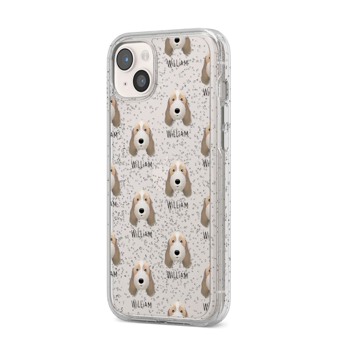 Petit Basset Griffon Vendeen Icon with Name iPhone 14 Plus Glitter Tough Case Starlight Angled Image