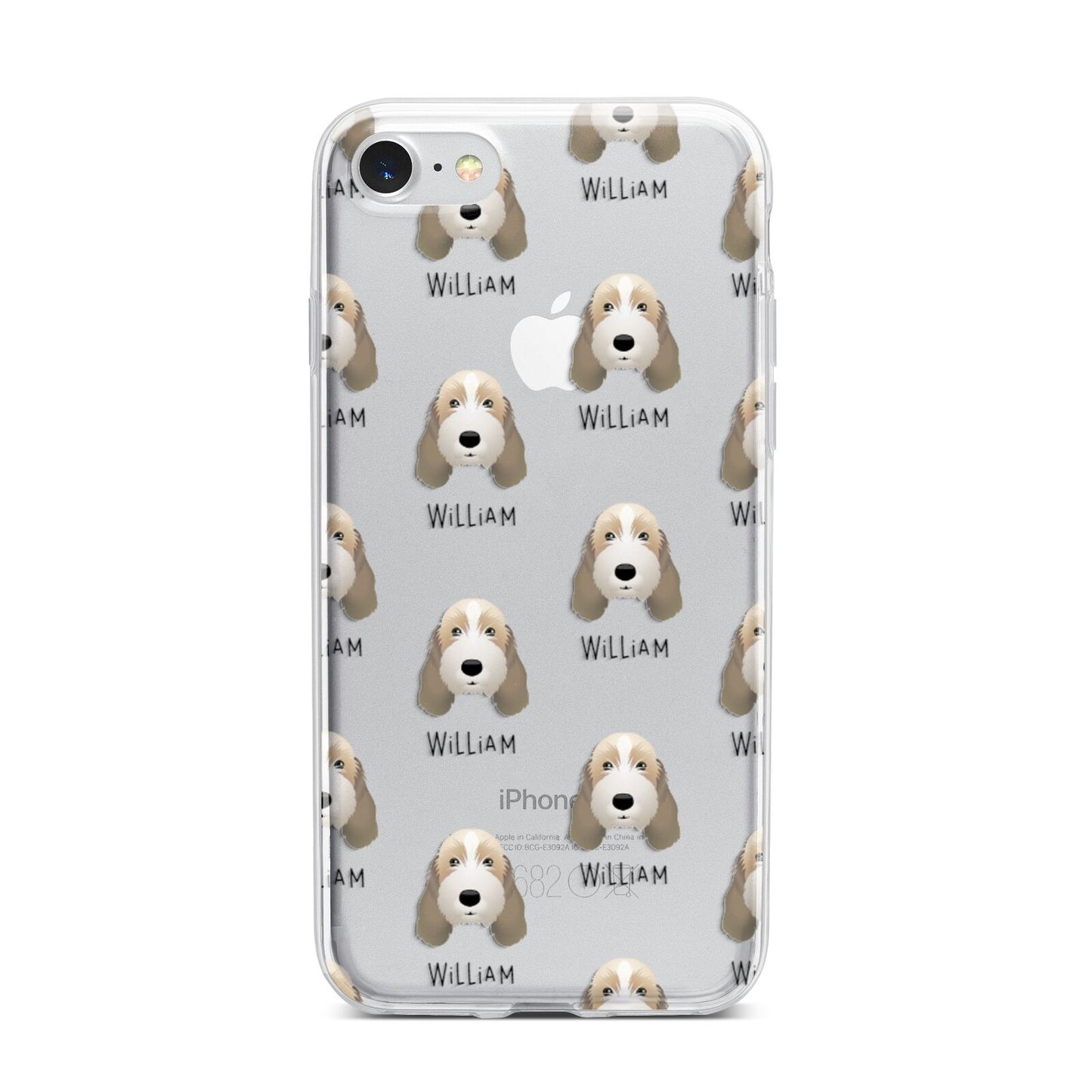 Petit Basset Griffon Vendeen Icon with Name iPhone 7 Bumper Case on Silver iPhone