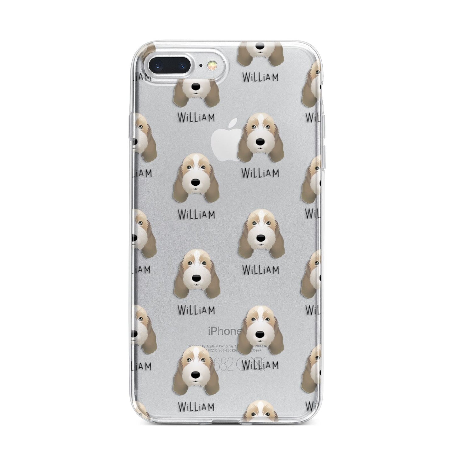 Petit Basset Griffon Vendeen Icon with Name iPhone 7 Plus Bumper Case on Silver iPhone