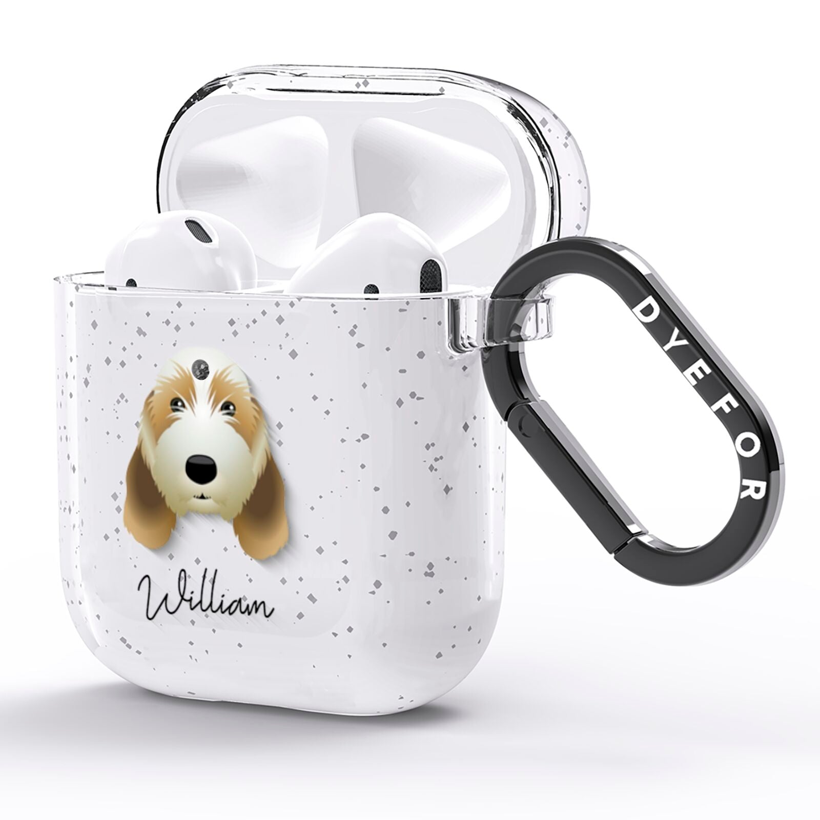 Petit Basset Griffon Vendeen Personalised AirPods Glitter Case Side Image
