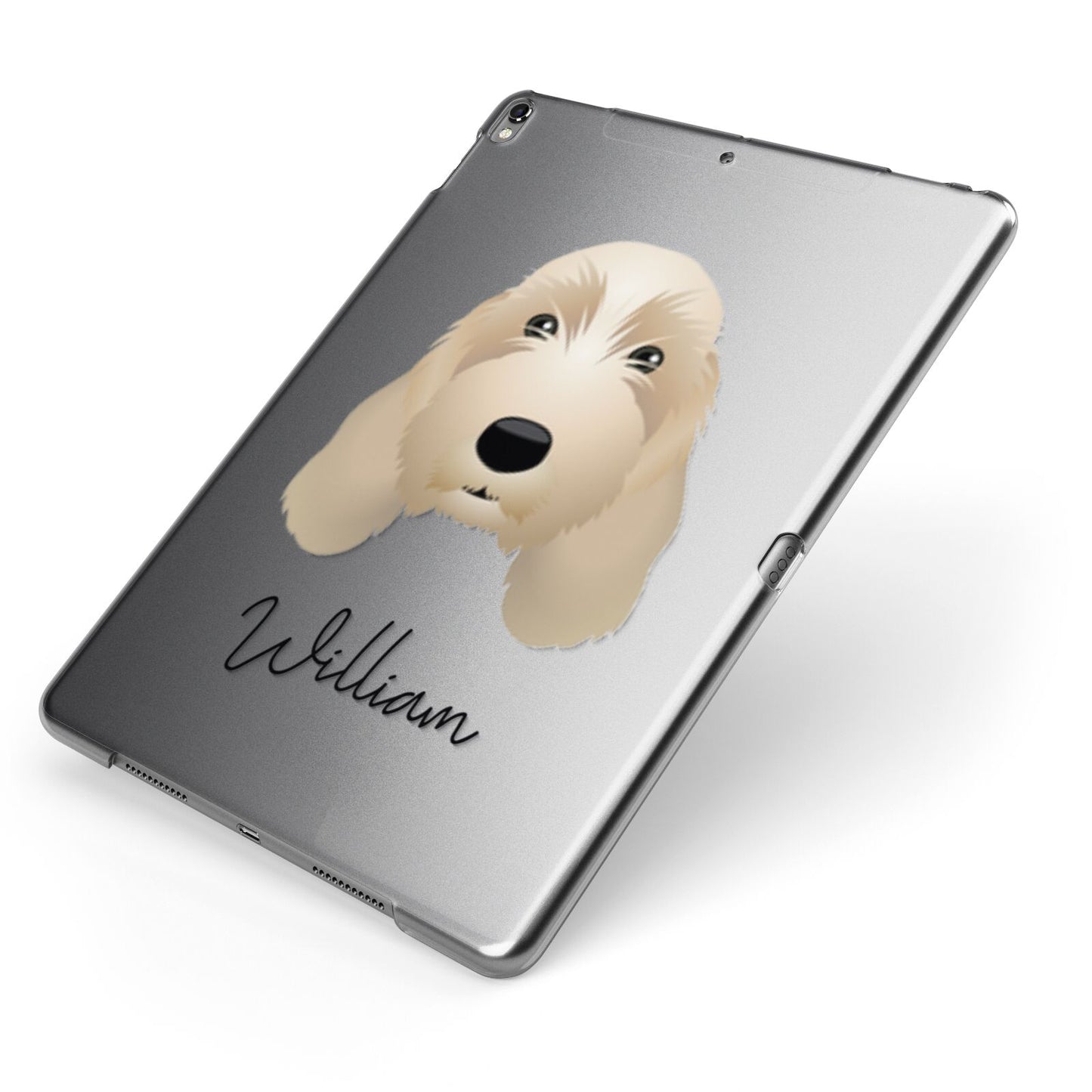 Petit Basset Griffon Vendeen Personalised Apple iPad Case on Grey iPad Side View
