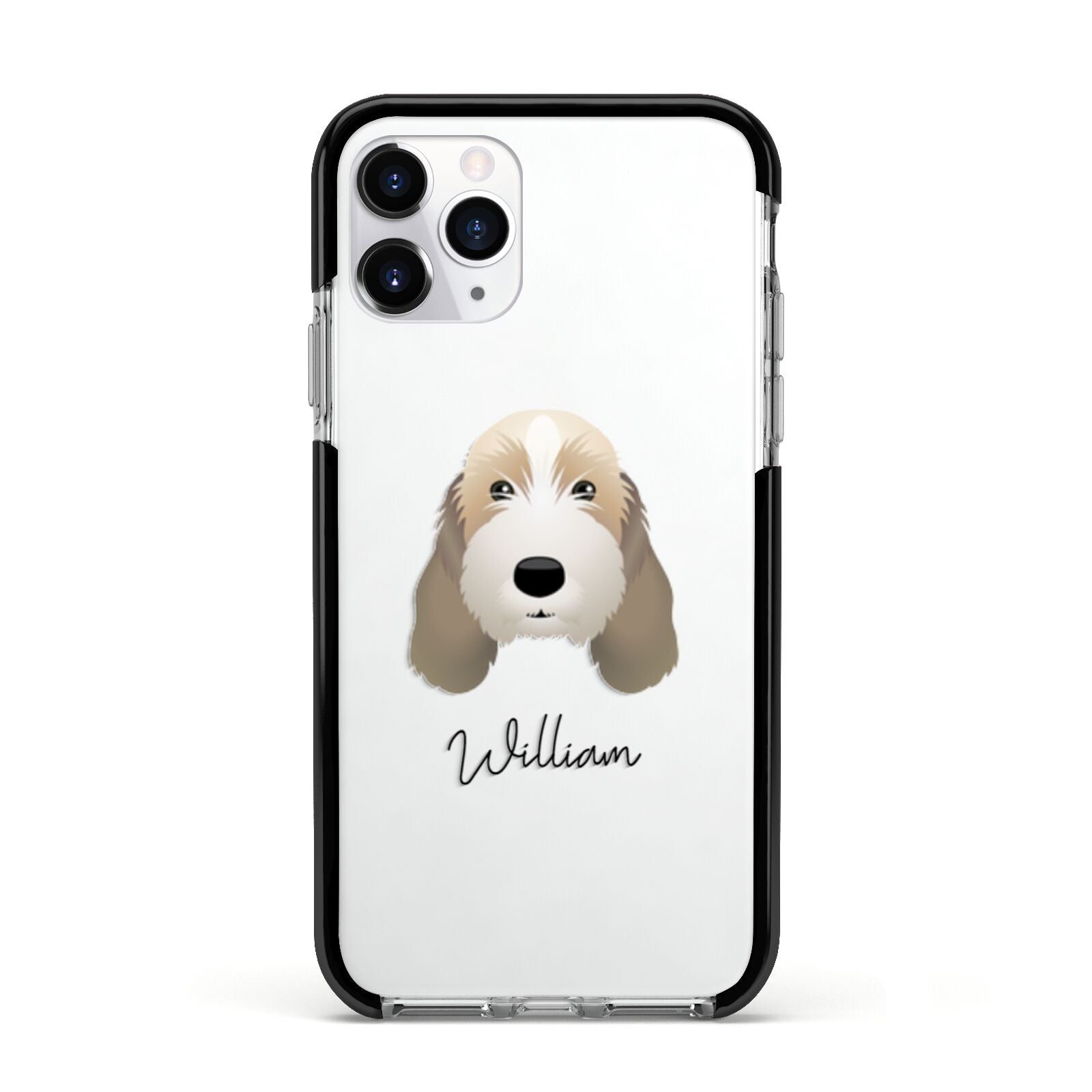 Petit Basset Griffon Vendeen Personalised Apple iPhone 11 Pro in Silver with Black Impact Case