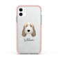 Petit Basset Griffon Vendeen Personalised Apple iPhone 11 in White with Pink Impact Case