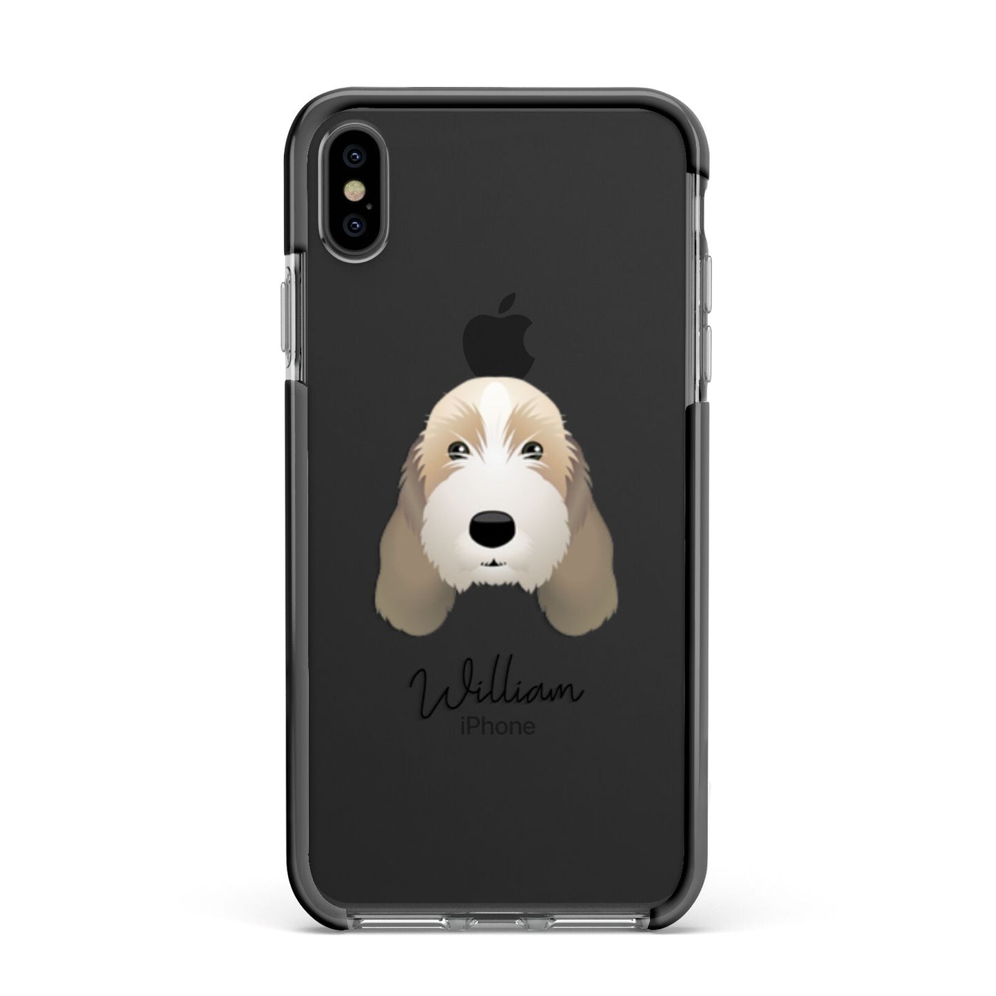 Petit Basset Griffon Vendeen Personalised Apple iPhone Xs Max Impact Case Black Edge on Black Phone