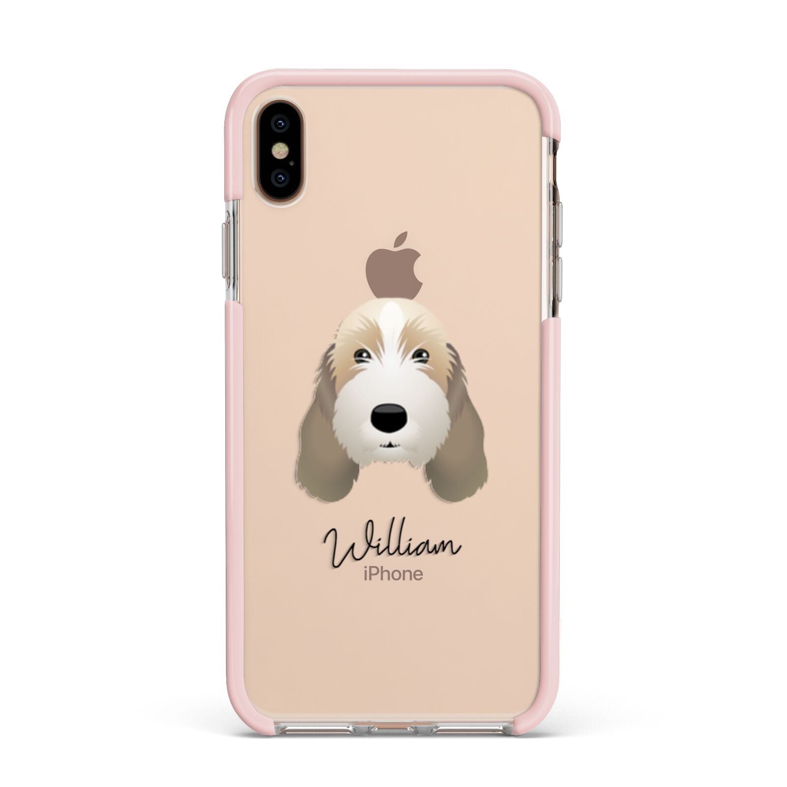 Petit Basset Griffon Vendeen Personalised Apple iPhone Xs Max Impact Case Pink Edge on Gold Phone