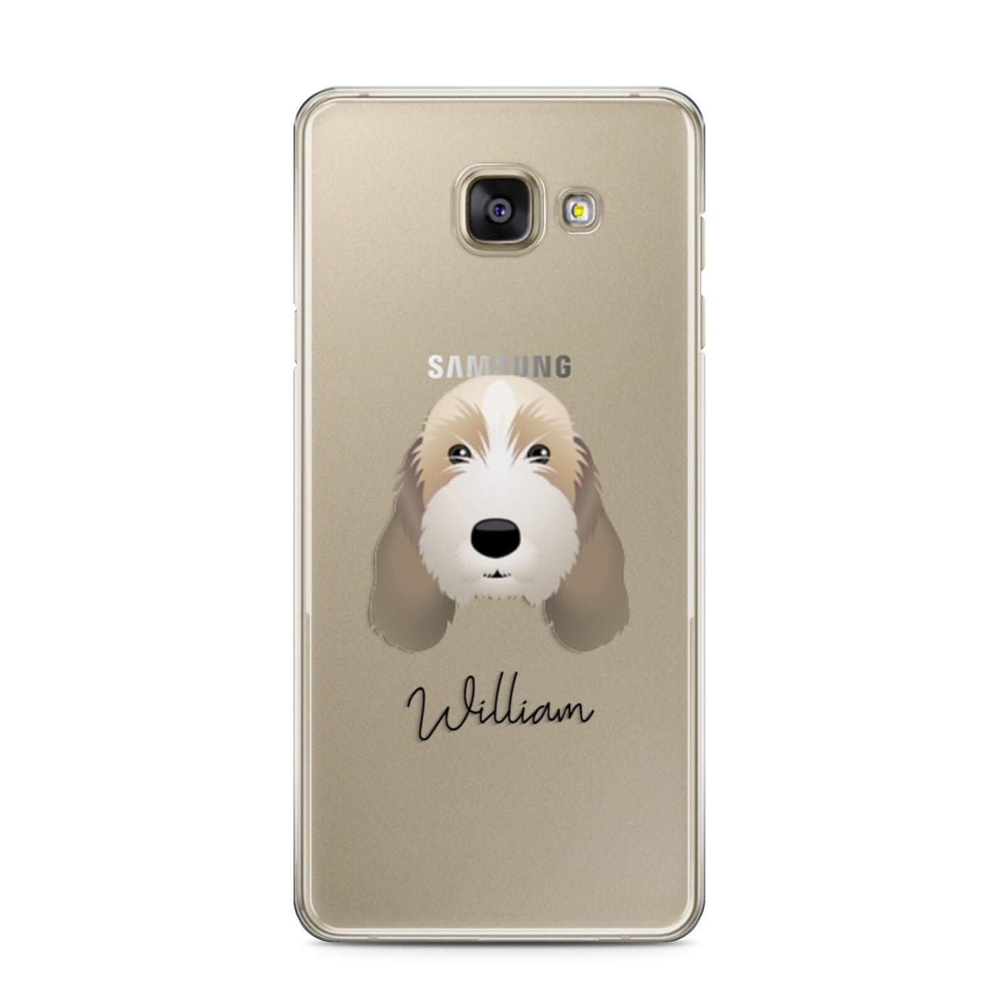 Petit Basset Griffon Vendeen Personalised Samsung Galaxy A3 2016 Case on gold phone